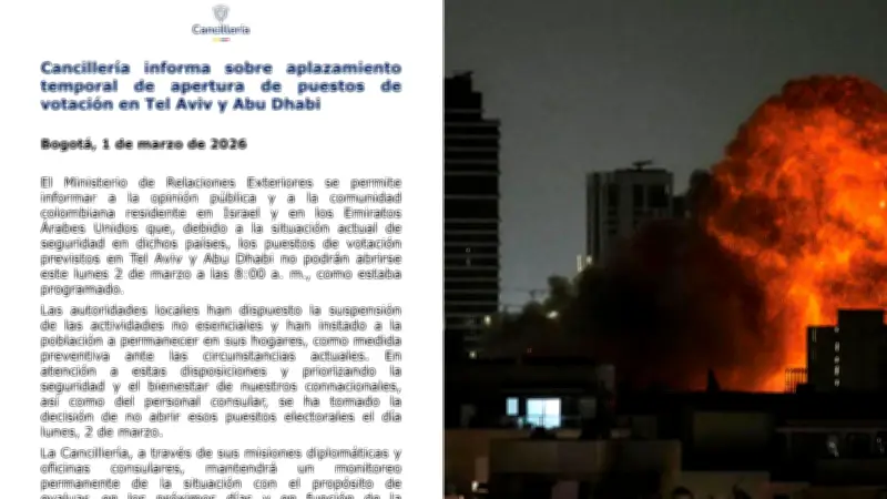 Cancillería colombiana suspende votaciones en Tel Aviv y Abu Dhabi por crisis en Medio Oriente