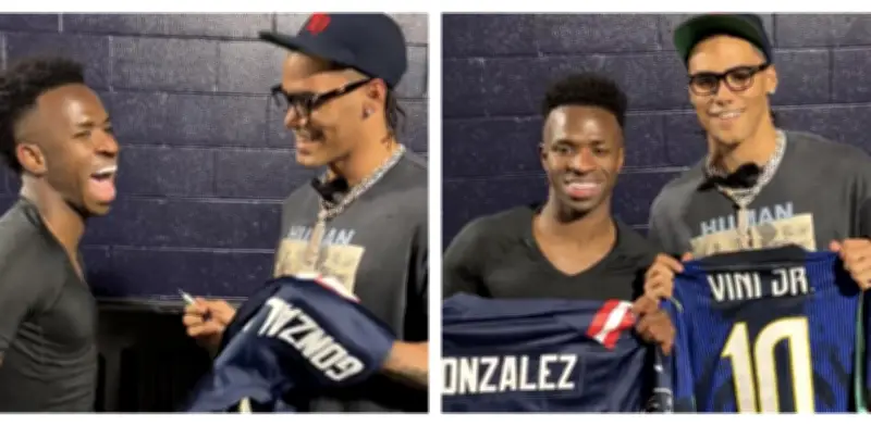 Christian González, colombiano de la NFL, comparte emotivo encuentro con Vinícius Jr.