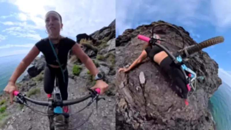 Ciclista influencer Cecilia Sopeña estuvo al borde de un precipicio tras accidente en bicicleta