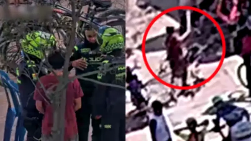 Cámaras del C4 capturan a hombre armado con machete en la Calle 80 de Bogotá