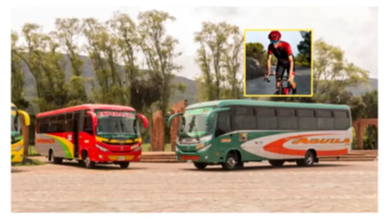 Conductor de bus casi atropella ciclista en Tenjo, Cundinamarca; bicicleta quedó destruida