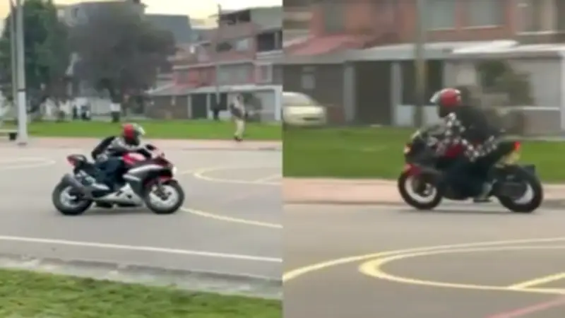 Conductor de moto invade cancha infantil en Bogotá: video evidencia el hecho