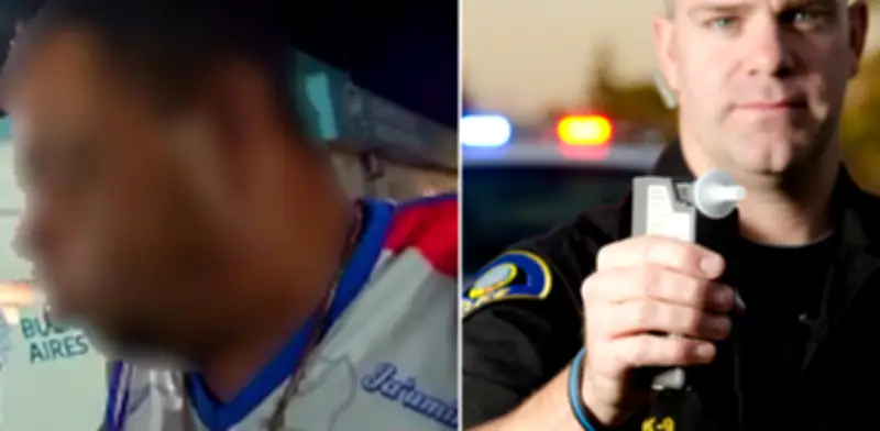 Conductor ebrio bebe medio litro de agua en segundos para evadir prueba de alcoholemia en Argentina