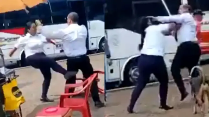 Conductora de flota se enfrenta a golpes con compañero en plena calle de Cundinamarca