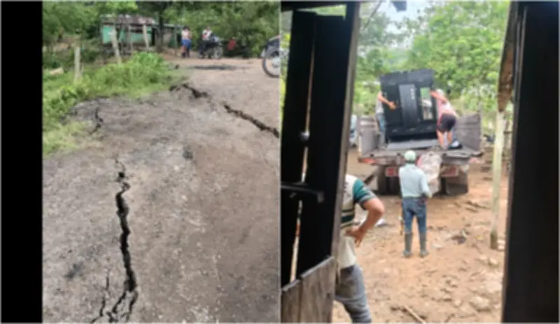 Desalojan viviendas en Landázuri por riesgo de colapso tras explosión y grietas