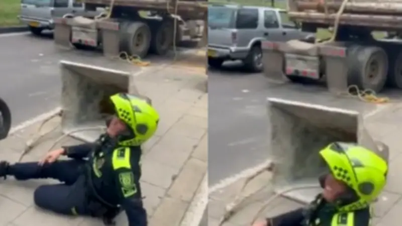 Escolta policial herido por caída de tolva en obra de la calle 116 en Bogotá