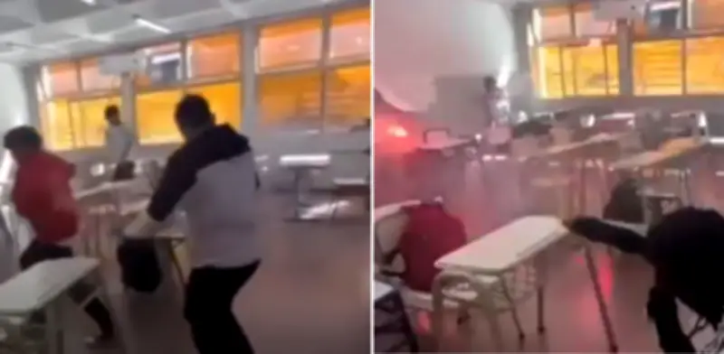 Estudiantes protagonizan peligrosa 'guerra de bengalas' dentro de aula escolar en Argentina