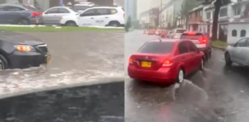 Granizada en Bogotá causa caos: inundaciones y vías cubiertas de blanco paralizan el norte