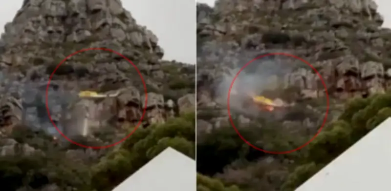 Helicóptero de combate de incendios se estrella en Sudáfrica: piloto sobrevive milagrosamente