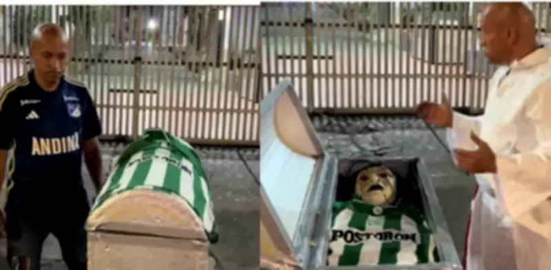 Hinchas de Millonarios usan ataúdes para burlarse de Nacional tras eliminación en Copa Sudamericana