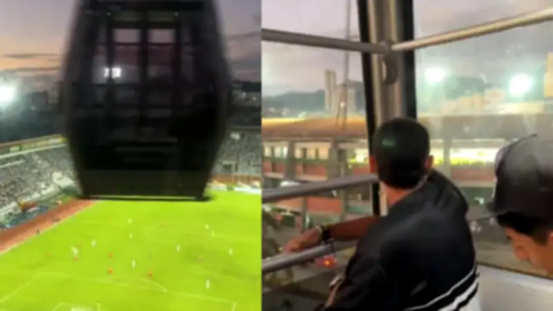 Hinchas de Once Caldas celebran gol desde cable aéreo en escena de realismo mágico
