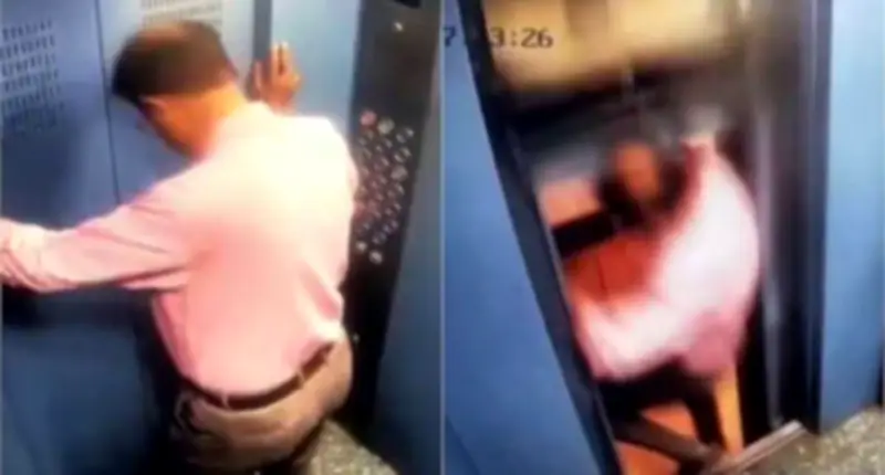Hombre escapa por segundos de ser aplastado por ascensor con falla mecánica en India