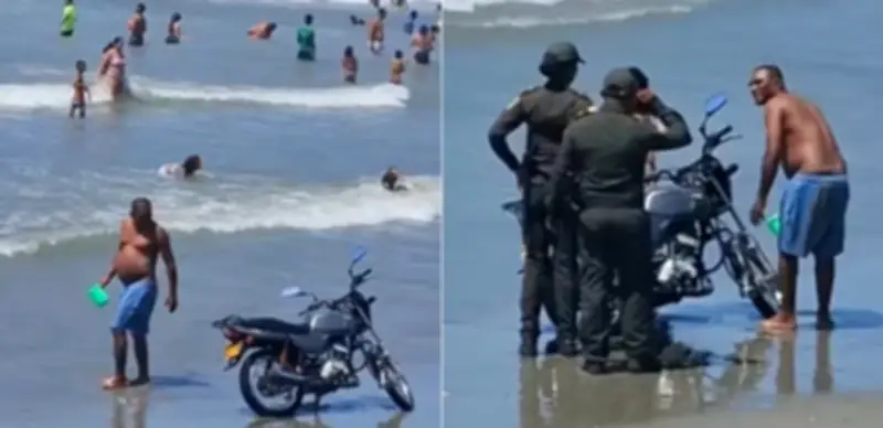 Hombre lavó su moto en el mar de Cartagena y enfrenta multa superior a $700 mil por contaminación