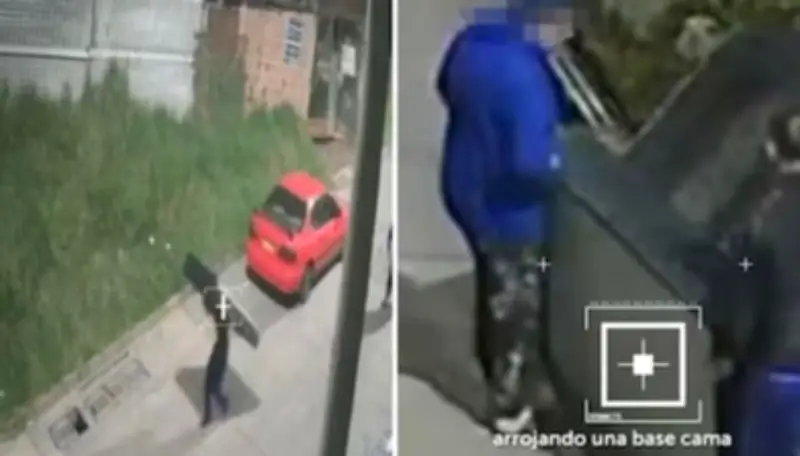 Hombre sancionado en Bogotá tras ser captado por drones abandonando base cama en vía pública