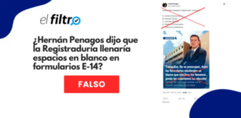 Imágenes falsas atribuyen declaración engañosa al registrador sobre formularios E-14