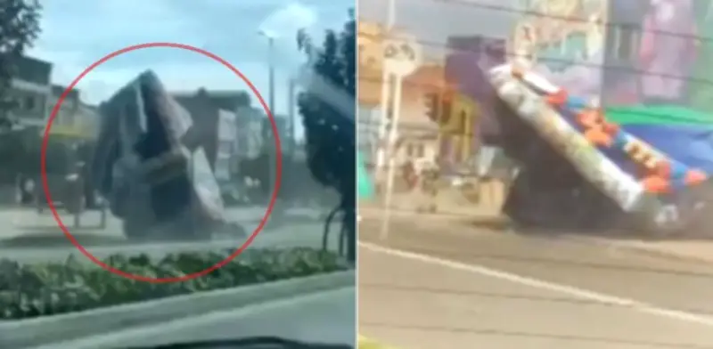Inflable infantil se desprende y vuela por avenida Guayacanes en Bogotá causando pánico