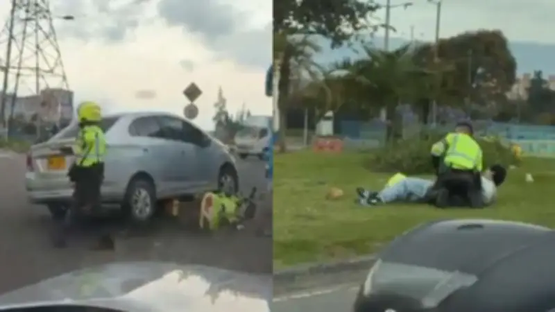 Intento de fuga en retén policial: conductor atropella a agente y es capturado en Bogotá