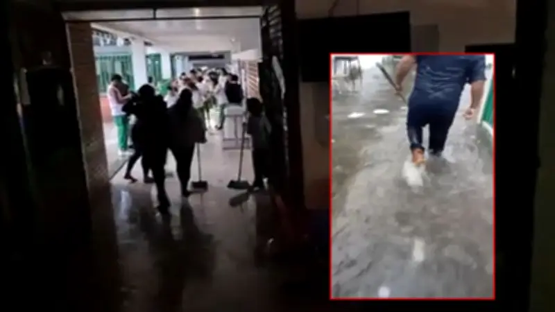 Inundación suspende clases en colegio de Rionegro, Santander, por emergencia climática
