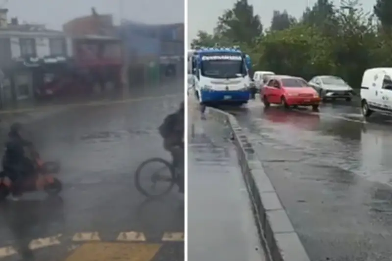 Inundaciones y caos vial en Cajicá y Bogotá por aguacero de este jueves