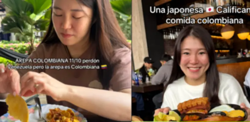 Japonesa en Colombia califica platos típicos y declara: 'La arepa es colombiana, no venezolana'