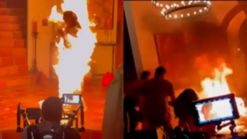 Katy Perry envuelta en llamas durante grabación: imágenes virales generan alarma mundial