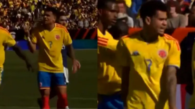 Luis Díaz reclama a Álvaro Montero por falta de comunicación defensiva en amistoso Colombia-Francia