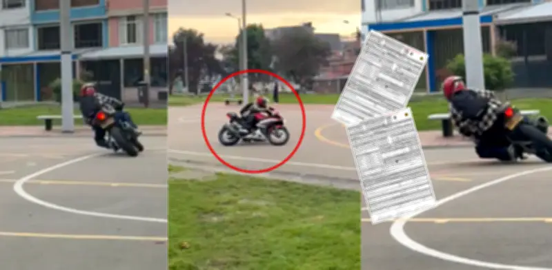 Motociclista convierte cancha de microfútbol en pista de carreras en Bogotá y acumula casi $1 millón en multas