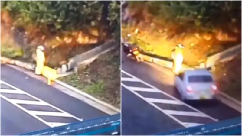 Motociclista escapa por centímetros de muerte mientras orinaba en carretera de Norte de Santander