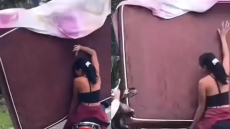 Motociclista transporta colchón gigante en Medellín: video viral desata indignación