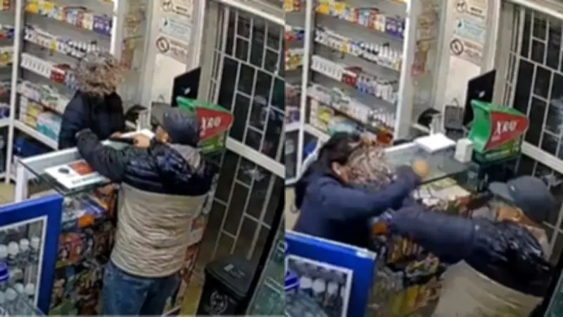 Mujer enfrenta a golpes a ladrón armado en droguería de Bosa, Bogotá