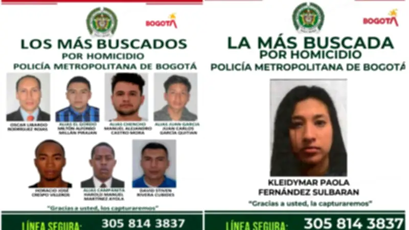 Policía de Bogotá publica cartel de los más buscados por homicidio en la capital
