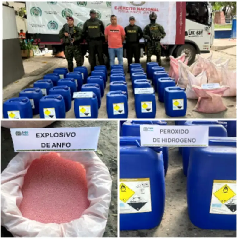 Policía incauta 250 kilos de explosivos Anfo en Santa Rosa, Bolívar, y evita atentado terrorista