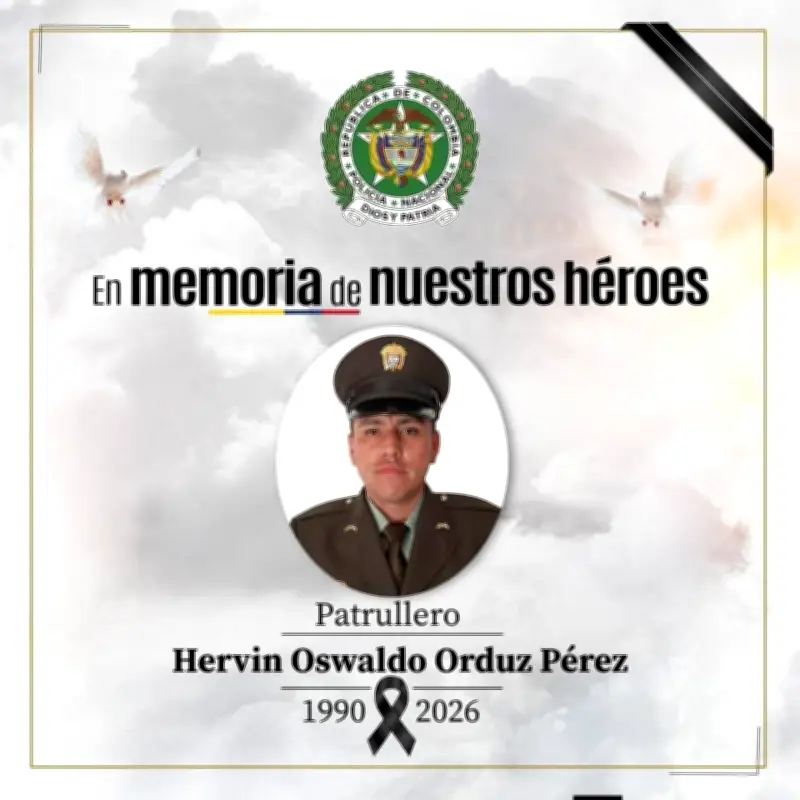 Policía Nacional confirma asesinato de patrullero en Santander mientras estaba de vacaciones