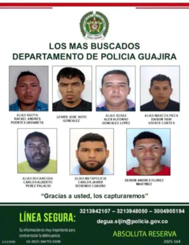 Policía socializa cartel de 'Los Más Buscados' en La Guajira para capturar delincuentes