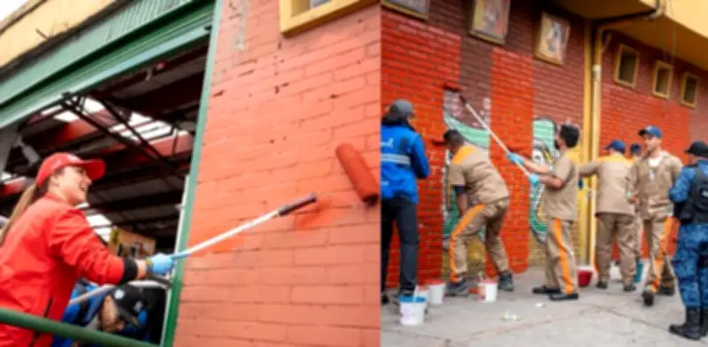 Presos realizan servicio social en Bogotá: embellecen Plaza de Mercado de Fontibón