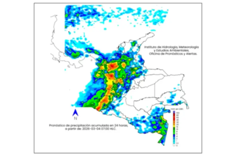 Pronóstico de lluvias intensas para esta semana en gran parte de Colombia