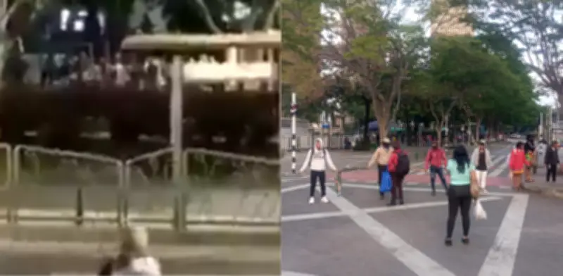 Protestas indígenas bloquean el Centro Administrativo La Alpujarra en Medellín