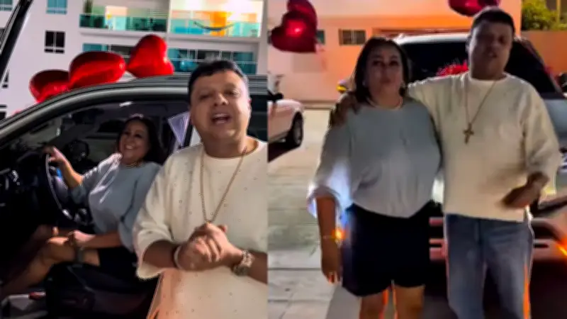 Rafael Santos, hijo de Diomedes Díaz, sorprende a su madre con lujosa camioneta por sus 70 años