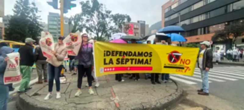Residentes de Usaquén protestan contra obras de Transmilenio en la carrera Séptima