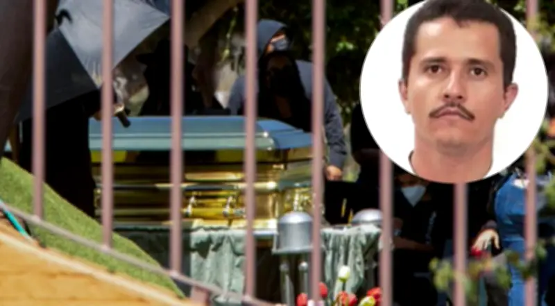 Sepultan a 'El Mencho' en ataúd dorado con música de banda bajo fuerte despliegue militar