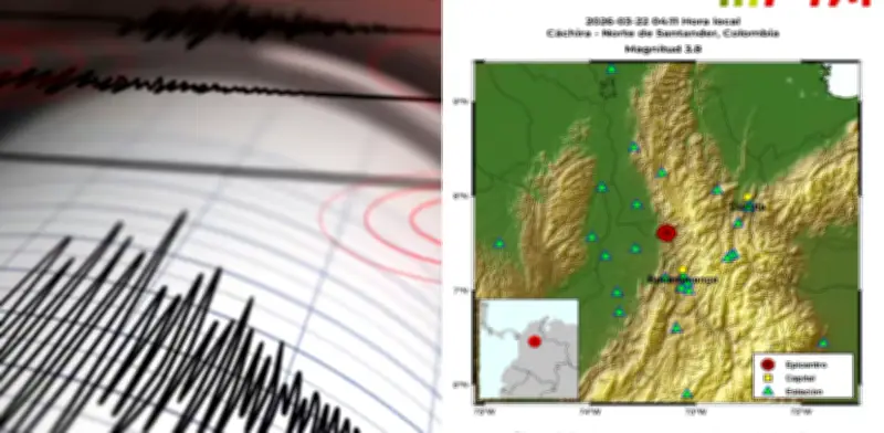 Sismo de magnitud 3.8 sacude a Cáchira, Norte de Santander en la madrugada del domingo