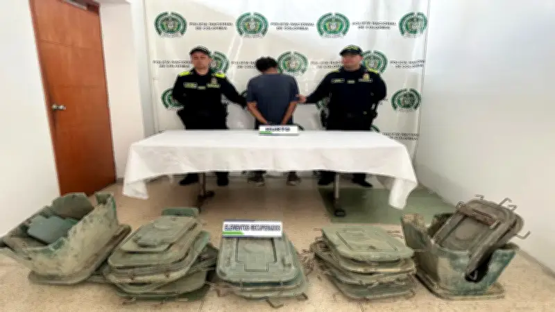 Sorprenden a hombre con elementos hurtados del alumbrado público de Bucaramanga