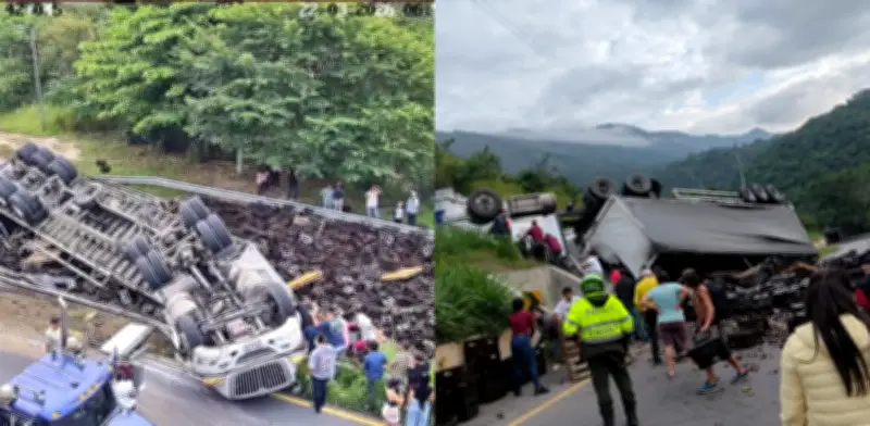 Tractocamión con cerveza se volcó en túnel Sumapaz: grave congestión en vía Girardot-Bogotá