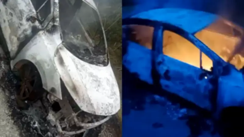 Tres personas amarradas dentro de vehículo incinerado en masacre de Cajibío, Cauca