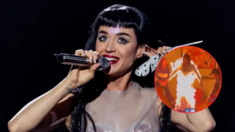 Video viral de mujer en llamas genera alarma sobre seguridad de Katy Perry en rodaje