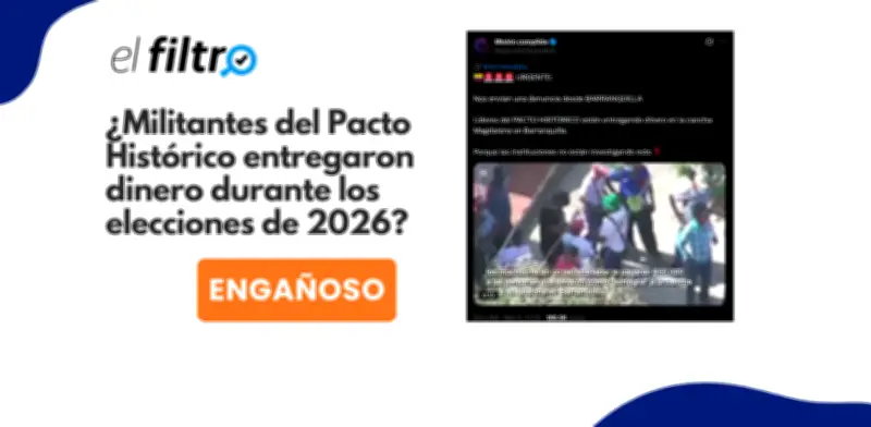 Video viral de reparto de billetes con camisetas del Pacto Histórico es de 2022, no de elecciones 2026
