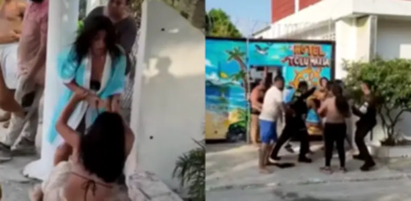 Violenta pelea entre mujeres en playa de Coveñas por acceso al mar fue grabada en video