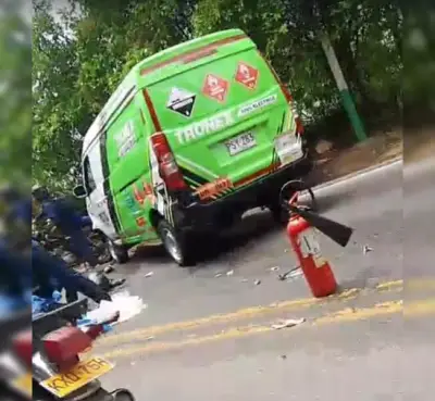 Accidente en curva La Virgen de Bucaramanga deja motociclista con vísceras expuestas