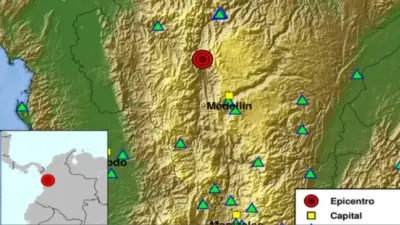 Colombia registra 11 sismos en un día con epicentros en Antioquia, Santander y Valle del Cauca