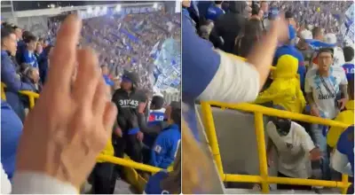 Hinchas de Millonarios expulsan a 'caza-infiltrados' en El Campín durante victoria sobre Nacional